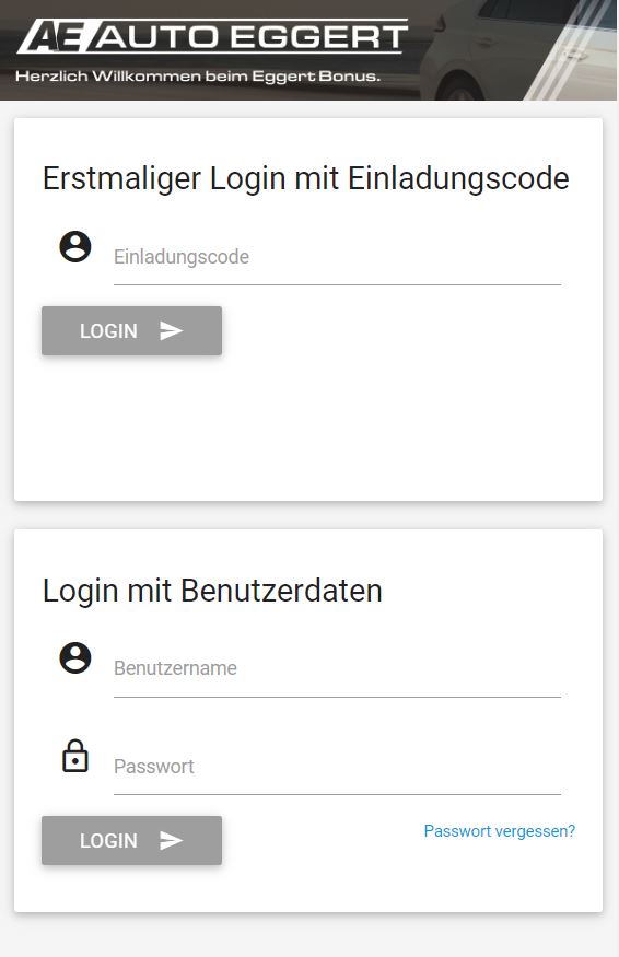 Bild des Login-Bereichs zum Eggert Bonus. Hier gelangen Sie zum Login-Bereich: https://bonus.auto-eggert.com/